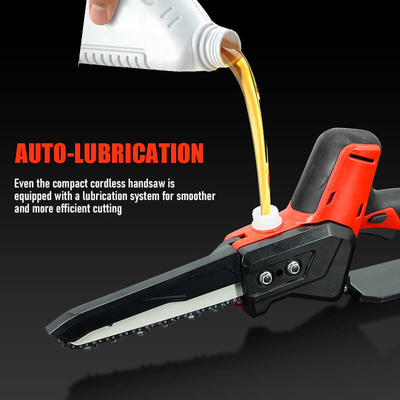 8 Inch Mini Electric Chainsaw Cordless Handheld Saw with Brushless Motor and Chain Lubrication System