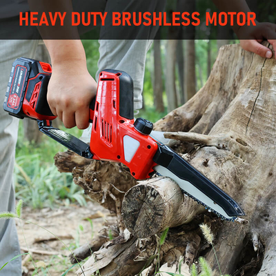 8 Inch Mini Electric Chainsaw Cordless Handheld Saw with Brushless Motor and Chain Lubrication System