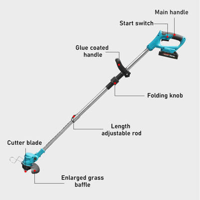 Portable Grass Cutter Electric Brush Cutter Battery Operated Lightweight Weed Cutter