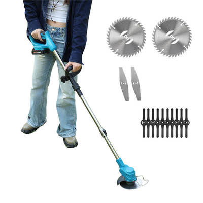 Portable Electric Brush Cutter Battery Operated Cordless Grass Trimmer for Backyard Lawn Cleaning