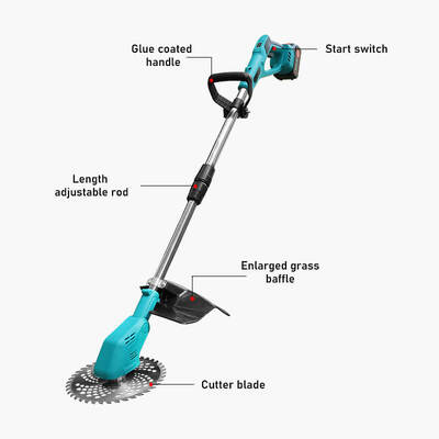 21V Brushless Grass Cutter and Trimmer — Battery Grass Cutters and Trimmers with Electric Garden Grass Trimmer 3-in-1 Blade System